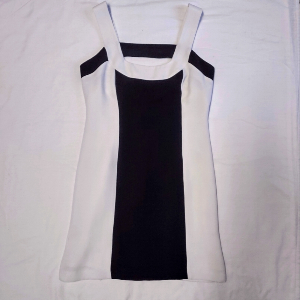 YL by Yair white and black mini dress